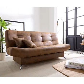 Pohovka DELIFE Rozkládací pohovka Viola 190x90 cm hnědá antik vzhled úložný prostor