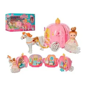 Panenka Sada panenky s domečkem, složený v kočáru, s koněm; 48x30x16cm