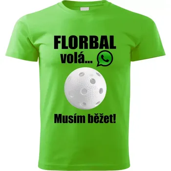 Chlapecké tričko Dětské tričko Florbal volá musím běžet zelené 134 ( dětské tričko florbal volá musím běžet)