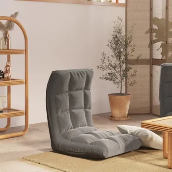 Pohovka ZBXL Skládací lenoška na podlahu světle šedá textil