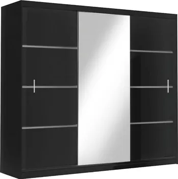 Šatní skříň Skříň posuvné dveře VISTA 250×215 černá/zrcadlo