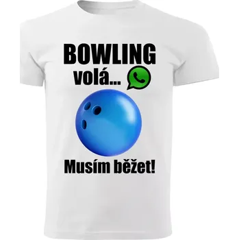Pánské oblečení Pánské tričko Bowling volá musím běžet bílé 5XL (pánské tričko bowling volá musím běžet)