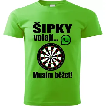 Pánské tričko Pánské tričko Šipky volají musím běžet zelené 3XL (pánské tričko DARTS šipky volají musím běžet)