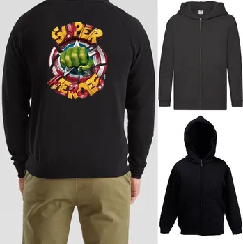 Chlapecká mikina detska-levna-mikina-kapuce-zip-cerna-potisk-super-heroes Barva: Black -černá, velikost: 128