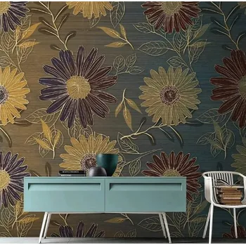 Tapeta Solution Media 3D tapety - Zlaté květy MU4605 1 - Voděodolné plátno - Textilní tapeta omyvatelná - 250g/m2