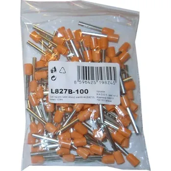 Síťový kabel Dutinka pro kabel 4mm2 oranžová (E4018), balení 100ks
