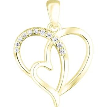 Přívěsek Pozlacený stříbrný přívěsek srdíčko se zirkony
