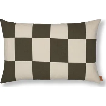Povlak na dekorativní polštářek Ferm Living Bavlněný povlak na polštář Fold Patchwork Dark Olive/Undyed 60 x 40 cm