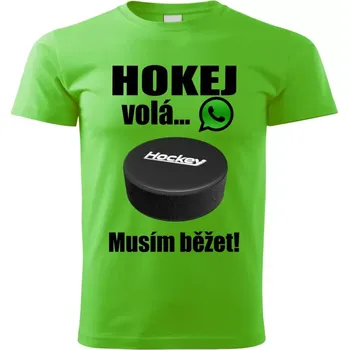 Pánské oblečení Pánské tričko Hokej volá musím běžet zelené XXL (pánské tričko hokej volá musím běžet)