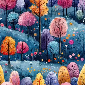 Úplet Milano 150 cm barevné stromy