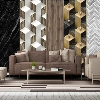 Fototapeta Solution Media 3D tapety - Mramorová stěna s geo tvary MU4109 3 - 3D Relief - Vliesová tapeta - 320g/m2