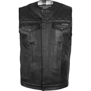 Pánská vesta Kožená moto vesta W-TEC Losango - Black Barva: Černá, Velikost: 4XL