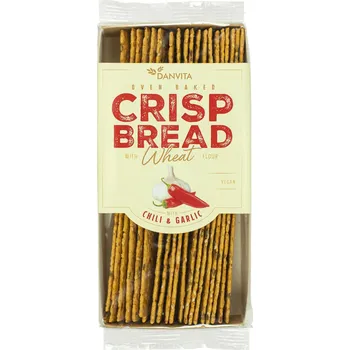 Trvanlivě pečivo Pšeničný křehký chléb s chilli a česnekem - Danvita 130g