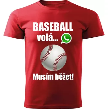 Pánské tričko Pánské tričko Baseball volá musím běžet červené (pánské tričko baseball volá musím běžet)