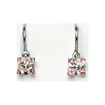 Náušnice Stříbrné dětské náušnice pink zirkony - VE246 (Stříbrné dětské náušnice čtyřlístky se zirkony)