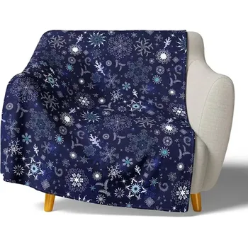 deka BedTex Mikroplyšová deka Ledové Vločky 150x200 cm tmavě modrá