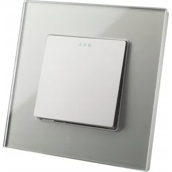 vypínač Křížový vypínač jednopólový nástěnný šedý s rámečkem LUUNA