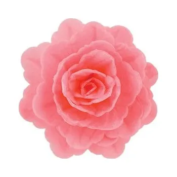 Přisada na vaření a pečení Dekorace oplatková - Růže velká 55 mm, růžová, 3 ks