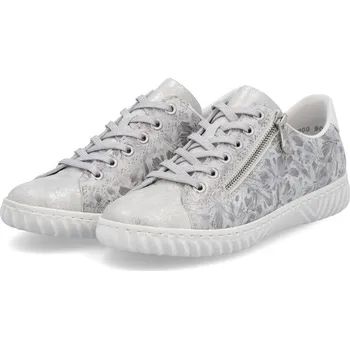 Dámské polobotky Dámské kožené polobotky N0900-90 Rieker stříbrná Barva: silber/platin, Velikost: 41