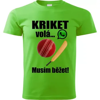 Pánské oblečení Pánské tričko Kriket volá musím běžet zelené M (pánské tričko kriket volá musím běžet)