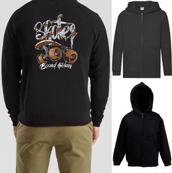 Chlapecká mikina detska-levna-mikina-kapuce-zip-cerna-potisk-skater Barva: Black -černá, velikost: 128