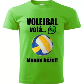 Pánské tričko Pánské tričko Volejbal volá musím běžet zelené L (pánské tričko volejbal volá musím běžet)