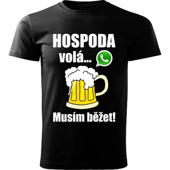 Pánské tričko Pánské tričko Hospoda volá musím běžet černé 4XL (pánské tričko pivo volá musím běžet)