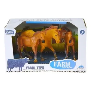 plyšák Sada 3 koně; 19x11x11cm,