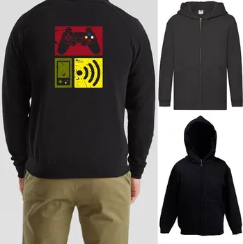 Chlapecká mikina detska-levna-mikina-kapuce-zip-cerna-potisk-gamer Barva: Black -černá, velikost: 140