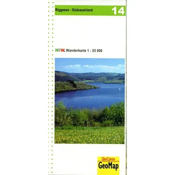 Biggesee - Südsauerland 1:25.000 Blatt 14, topographische Wanderkarte NRW