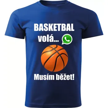 Pánské tričko Pánské tričko Basketbal volá musím běžet modré 5XL (pánské tričko basketbal volá musím běžet)