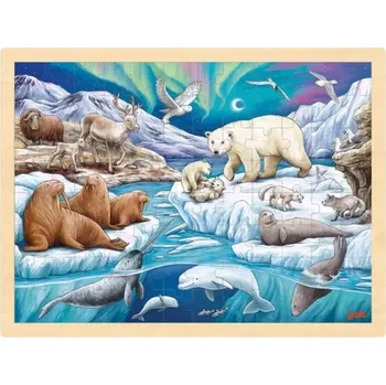 Puzzle Dřevěné puzzle polární noc 96 dílků GOKI