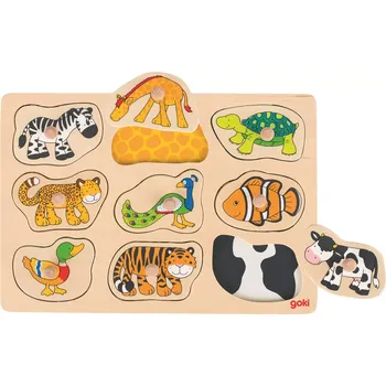 Dřevěná hračka Goki puzzle Zvieratká II