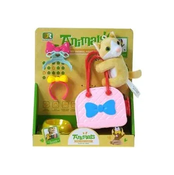 plyšák Plyšové kotě 12x6x6cm, s taškou a doplňky; 24x21,5x18,5cm,