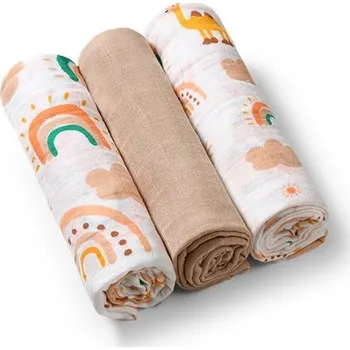 BabyOno Super Soft mušelínové 70 x 70 cm 3 ks, béžové