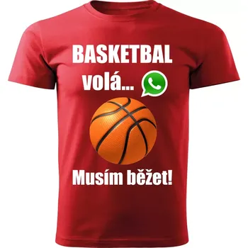 Pánské tričko Pánské tričko Basketbal volá musím běžet červené 3XL (pánské tričko basketbal volá musím běžet)
