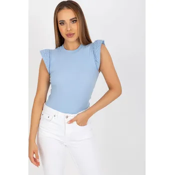 Dámská halenka RUE PARIS Žebrovaná halenka modrá Velikost: L/XL