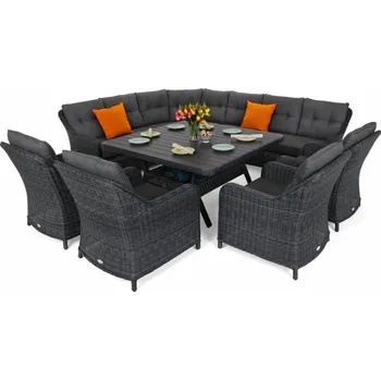 Zahradní sestava Zahradní sedací souprava 9 ks GH3465 umělý ratan / látka / sklo
