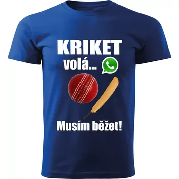 Pánské tričko Pánské tričko Kriket volá musím běžet modré 5XL (pánské tričko kriket volá musím běžet)