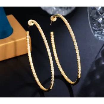 Náušnice B-TOP Dámské pozlacené náušnice Kruhy se zirkony Druh barvy: Zlatá