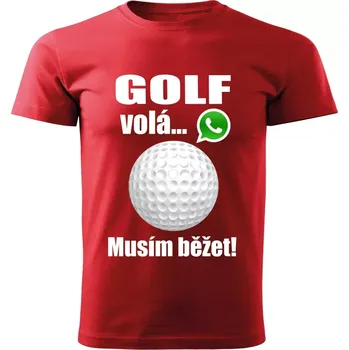 Chlapecké oblečení Dětské tričko Golf volá musím běžet červené 146 ( dětské tričko golf volá musím běžet)