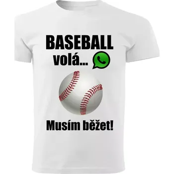 Pánské tričko Pánské tričko Baseball volá musím běžet bílé 3XL (pánské tričko baseball volá musím běžet)