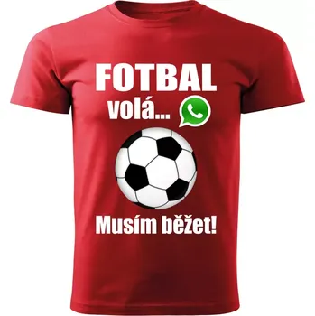 Pánské tričko Pánské tričko Fotbal volá musím běžet červené L (pánské tričko fotbal volá musím běžet)