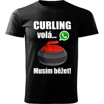 Chlapecké tričko Dětské tričko curling volá musím běžet černé 134 ( dětské tričko curling volá musím běžet)