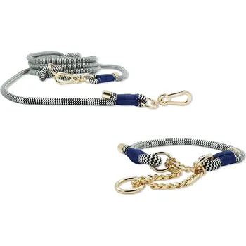 Obojek pro psa Psí kotva modrá set obojek (L) 44 - 50 cm a vodítko 250 cm