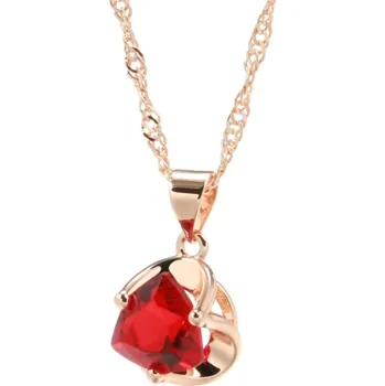 Náhrdelník B-TOP Růžově pozlacený náhrdelník se srdíčkovým zirkonovým přívěskem