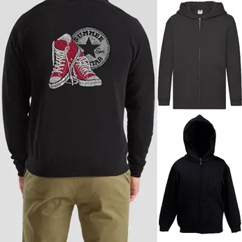 Chlapecká mikina detska-levna-mikina-kapuce-zip-cerna-potisk-teniska Barva: Black -černá, velikost: 140