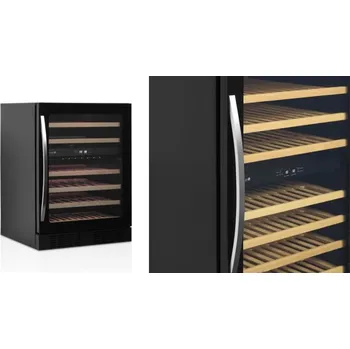 Lednice TEFCOLD TFW 200-2F AKCE - Profi Vinotéka Dvouzónová Kapacita 46 Lahví | 82 cm, černá, 6 dřevěných polic