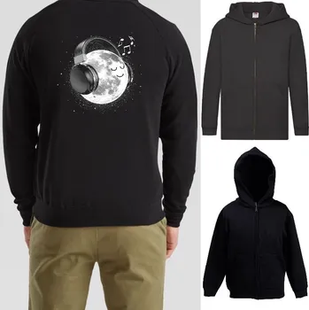 Chlapecká mikina detska-levna-mikina-kapuce-zip-cerna-potisk-rock-Mesic Barva: Black -černá, velikost: 128