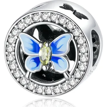 Přívěsek Endy-shop Stříbrný přívěsek korálek modrý motýlek